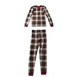 Hanna Andersson Pajamas Kids 12 Holiday Red Green Plaid Organic Cotton Set Long
